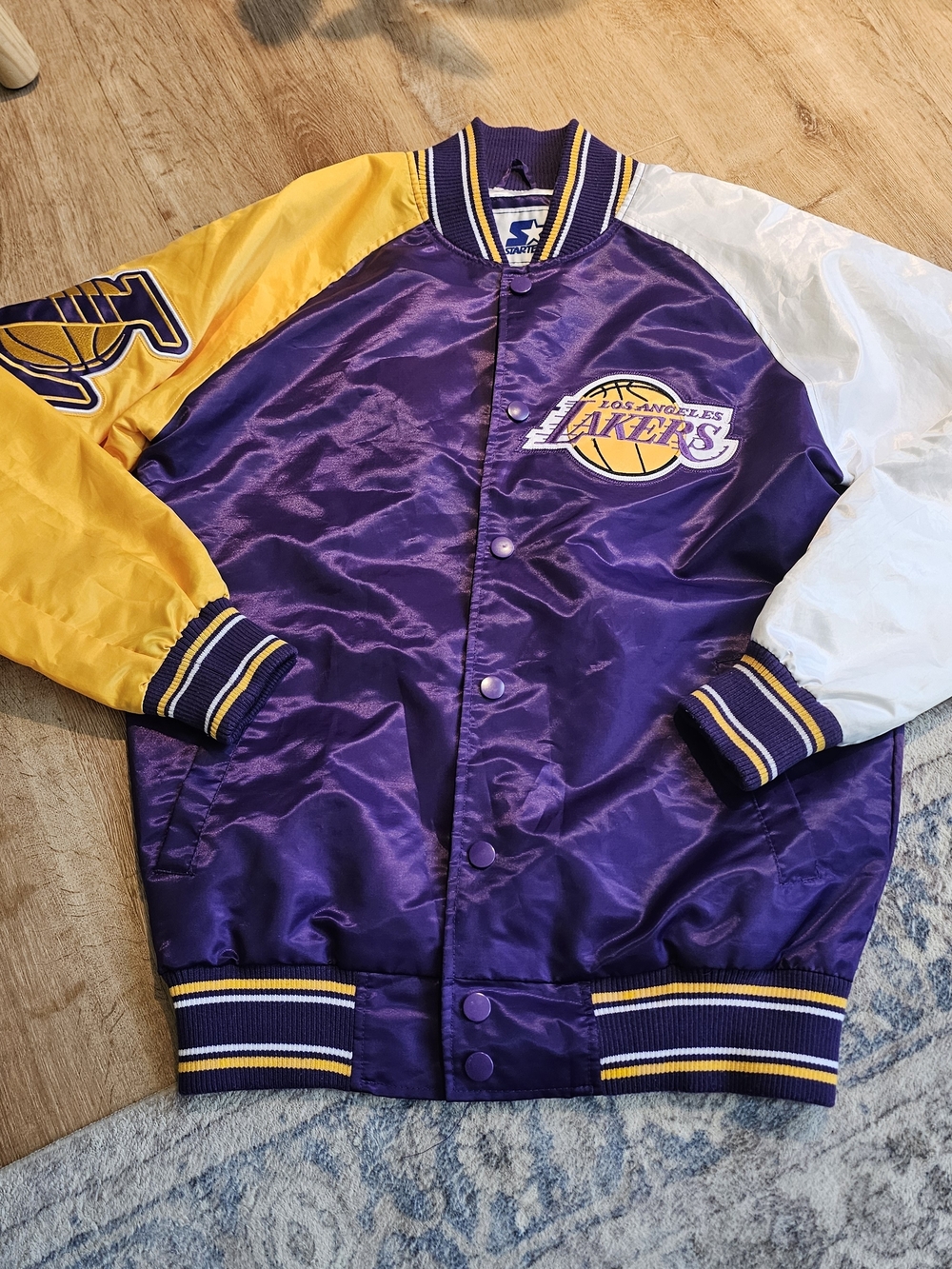 STARTER Los Angeles Lakers Purple, Gold & White Satin Varsity Jacket